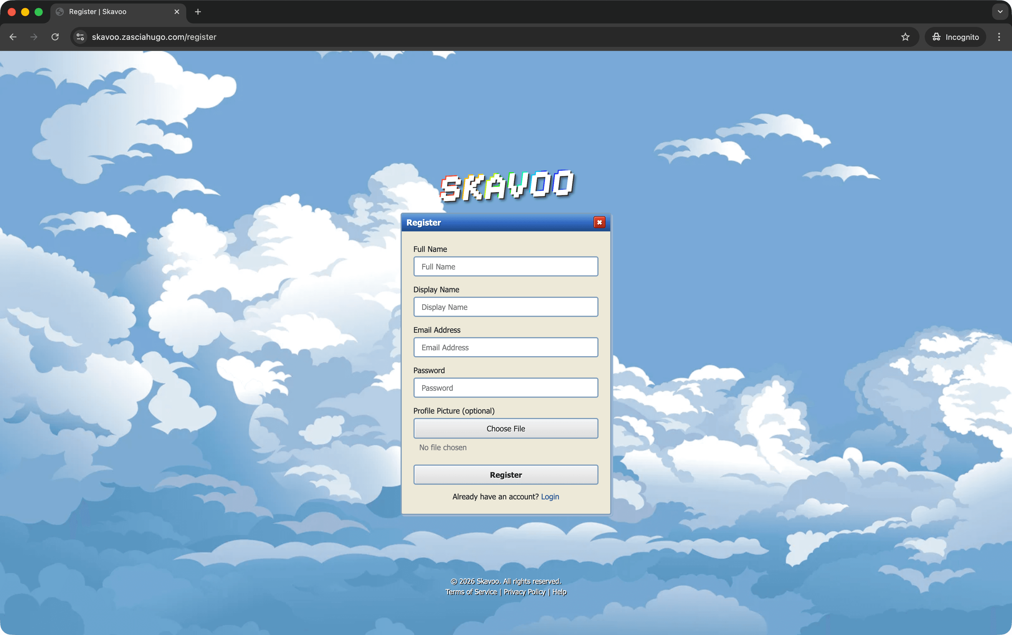 Skavoo - Registration