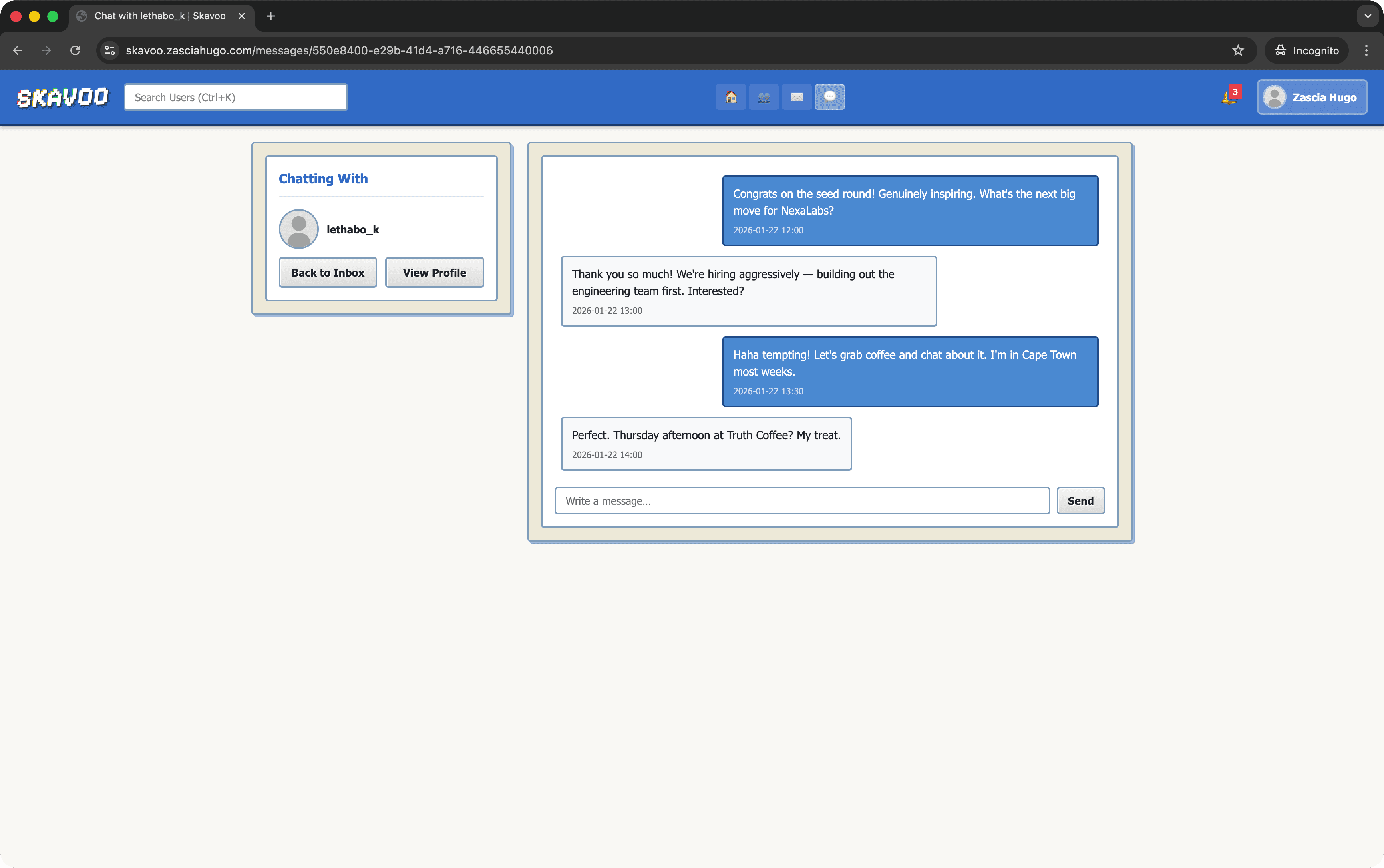 Skavoo - View Message